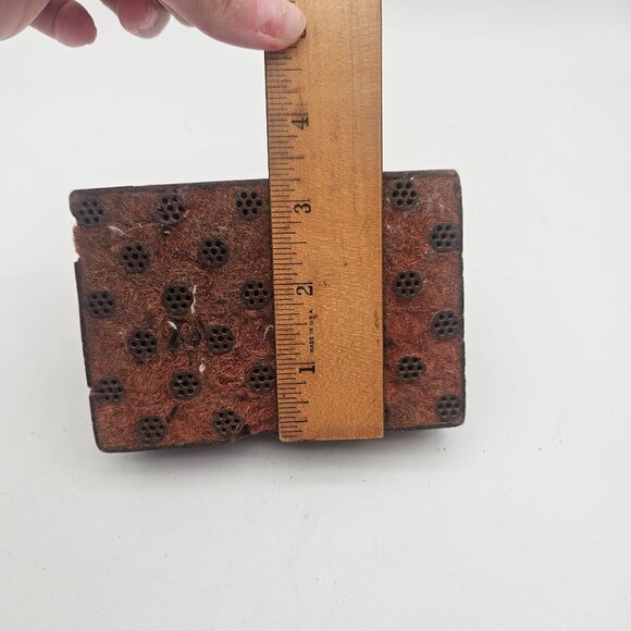 Antique Hand Carved Wood Textile Circle Pattern Fabric Stamp Block - Picture 10 of 10